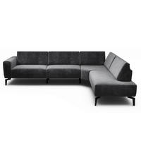 ECKSOFA in Samt Anthrazit  296/213 cm  - Anthrazit/Schwarz, Design, Textil/Metall (296/213cm) - SENSOO