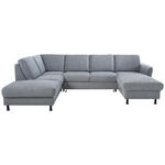 WOHNLANDSCHAFT in Webstoff Blaugrau  - Blaugrau/Schwarz, KONVENTIONELL, Textil/Metall (200/305/168cm) - Voleo