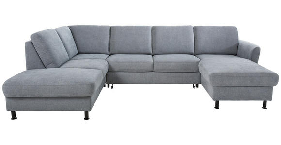 WOHNLANDSCHAFT in Webstoff Blaugrau  - Blaugrau/Schwarz, KONVENTIONELL, Textil/Metall (200/305/168cm) - Voleo