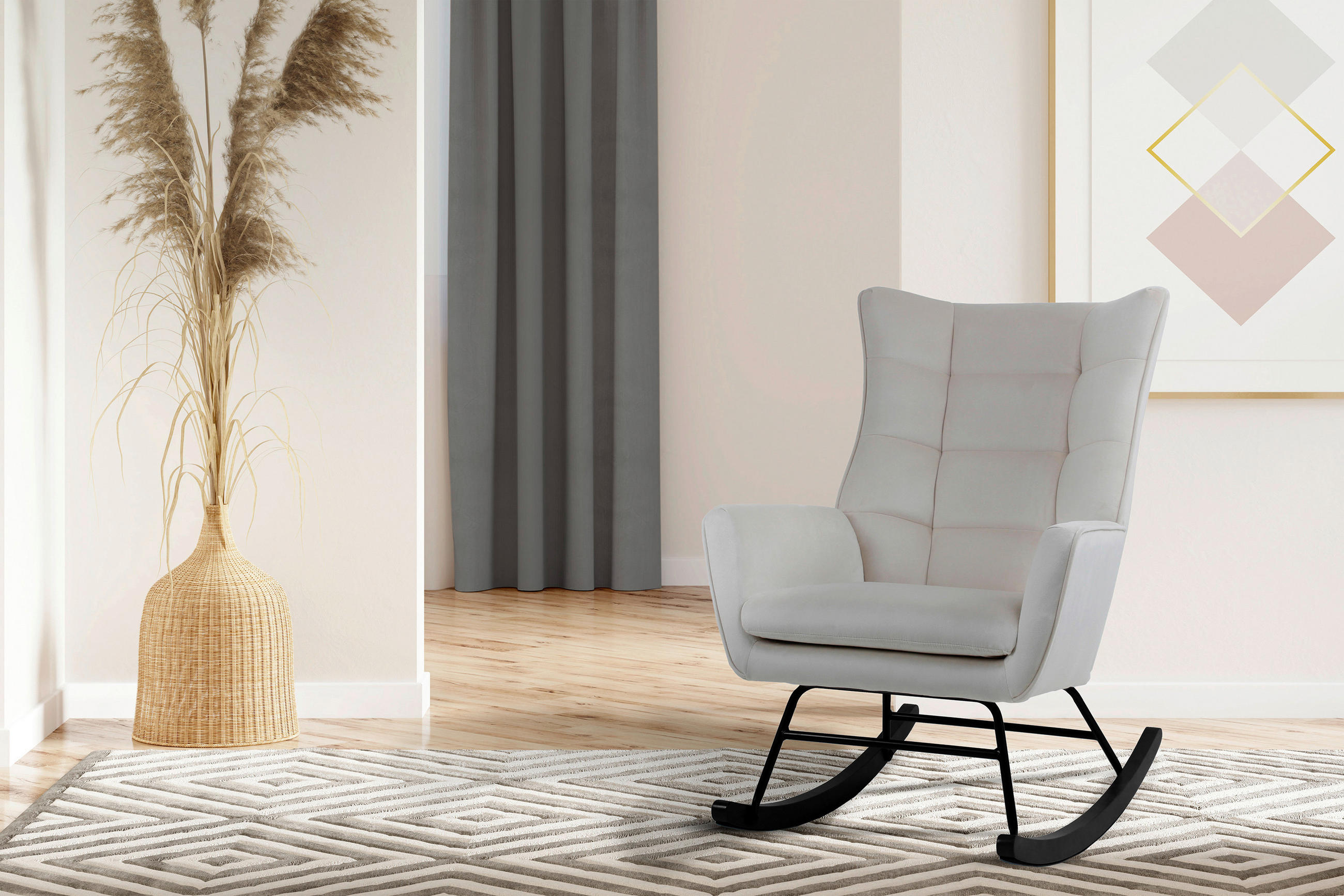 GUNGSTOL i taupe  - taupe, Design, metall/trä (68/97/88cm) - Kayoom