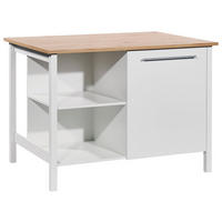 Insulă De Bucătărie 123/90/90 cm   - argintiu/alb, Basics, plastic/material pe bază de lemn (123/90/90cm) - MID.YOU