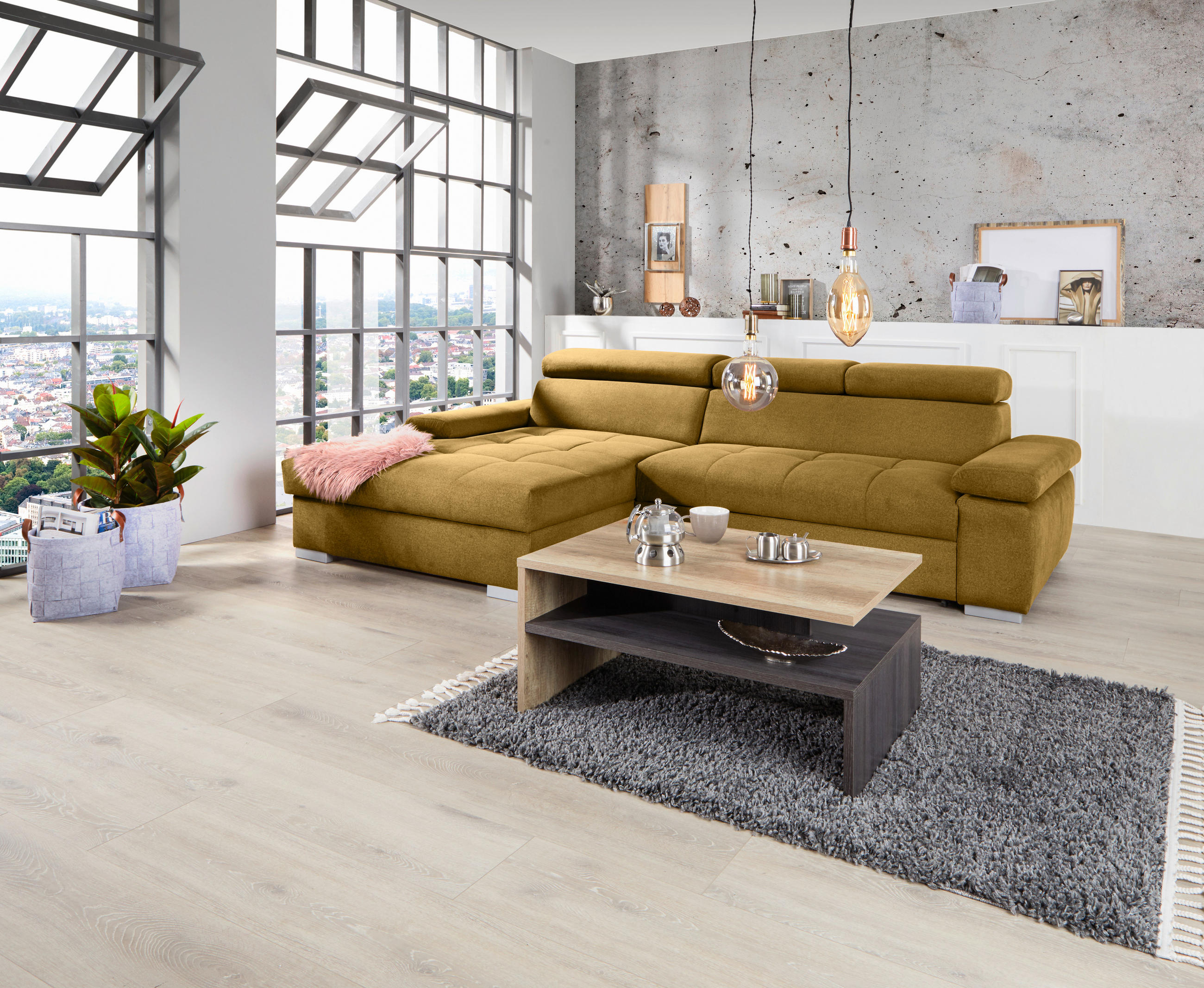 HÖRNSOFFA i velour ecru  - silver/ecru, Design, trä/textil (183/292cm) - Livetastic