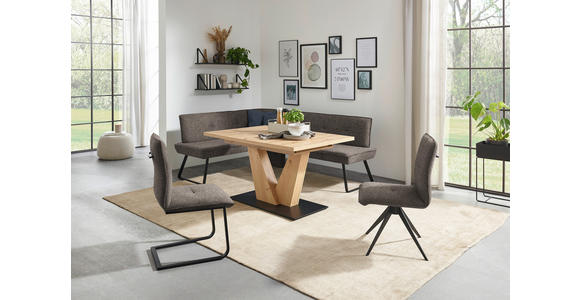 STUHL , Lederauswahl, Stoffauswahl, Typenauswahl, Gestellauswahl , Flachgewebe  - Hellbraun/Schwarz, Design, Textil/Metall (46/91/62cm) - Dieter Knoll