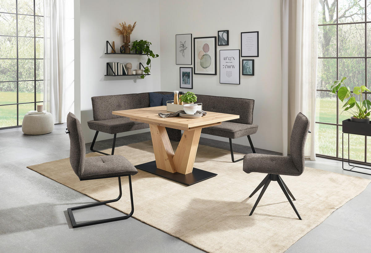 SCHWINGSTUHL  in Stahl Flachgewebe  - Hellbraun/Schwarz, Design, Textil/Metall (46/95/62cm) - Dieter Knoll