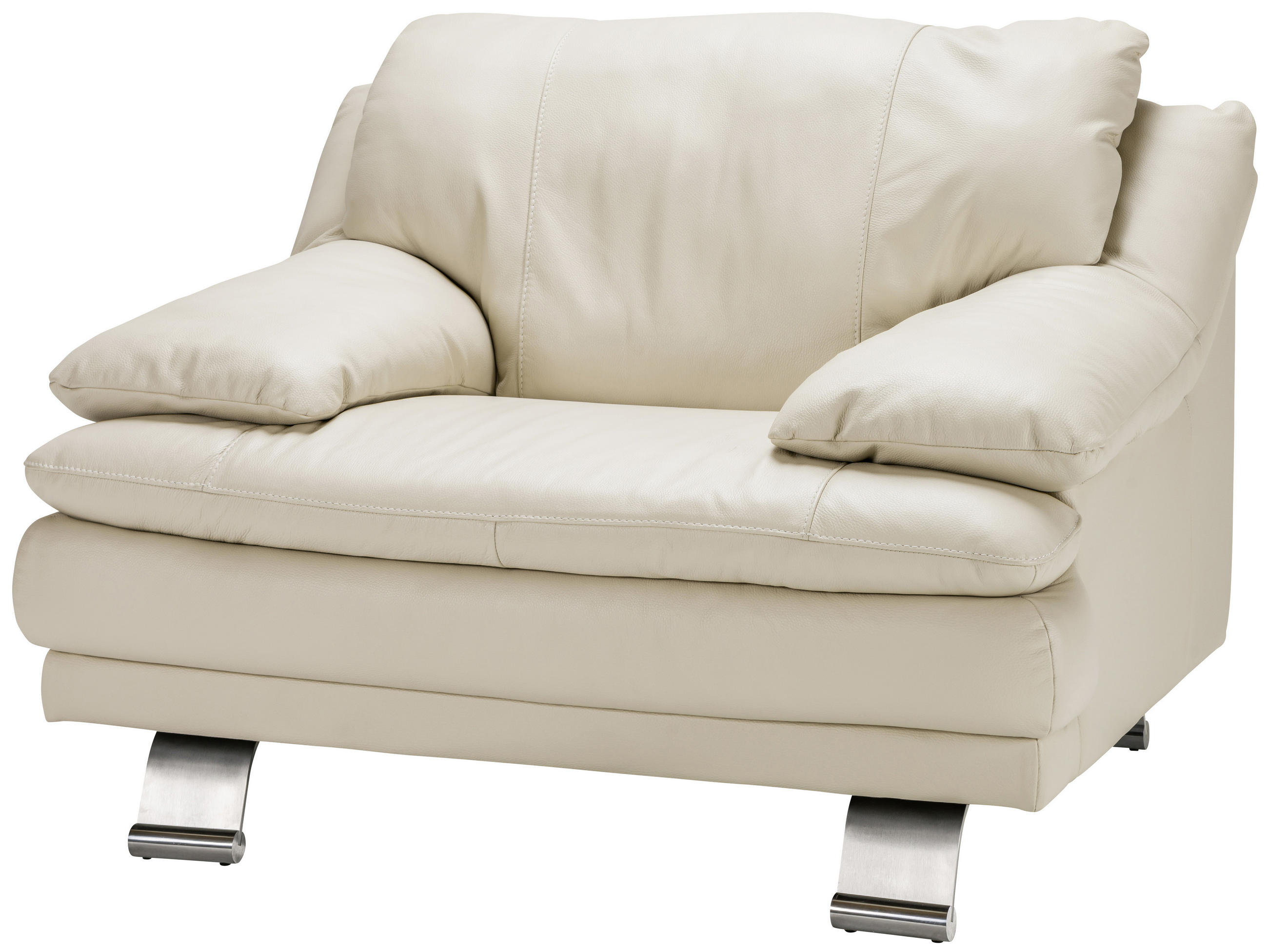 FOTELJA 119/87/94 cm , bež  - boja aluminijuma/bež, Dizajnerski, koža/metal (119/87/94cm) - Celina Home