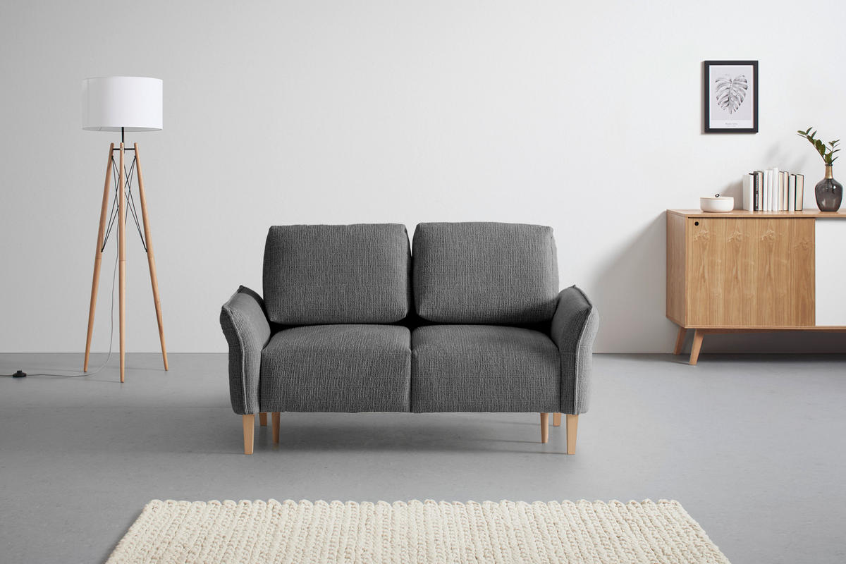 2-SITZER-SOFA in Webstoff Anthrazit  - Eichefarben/Anthrazit, Modern, Holz/Textil (150/85/92cm) - MID.YOU