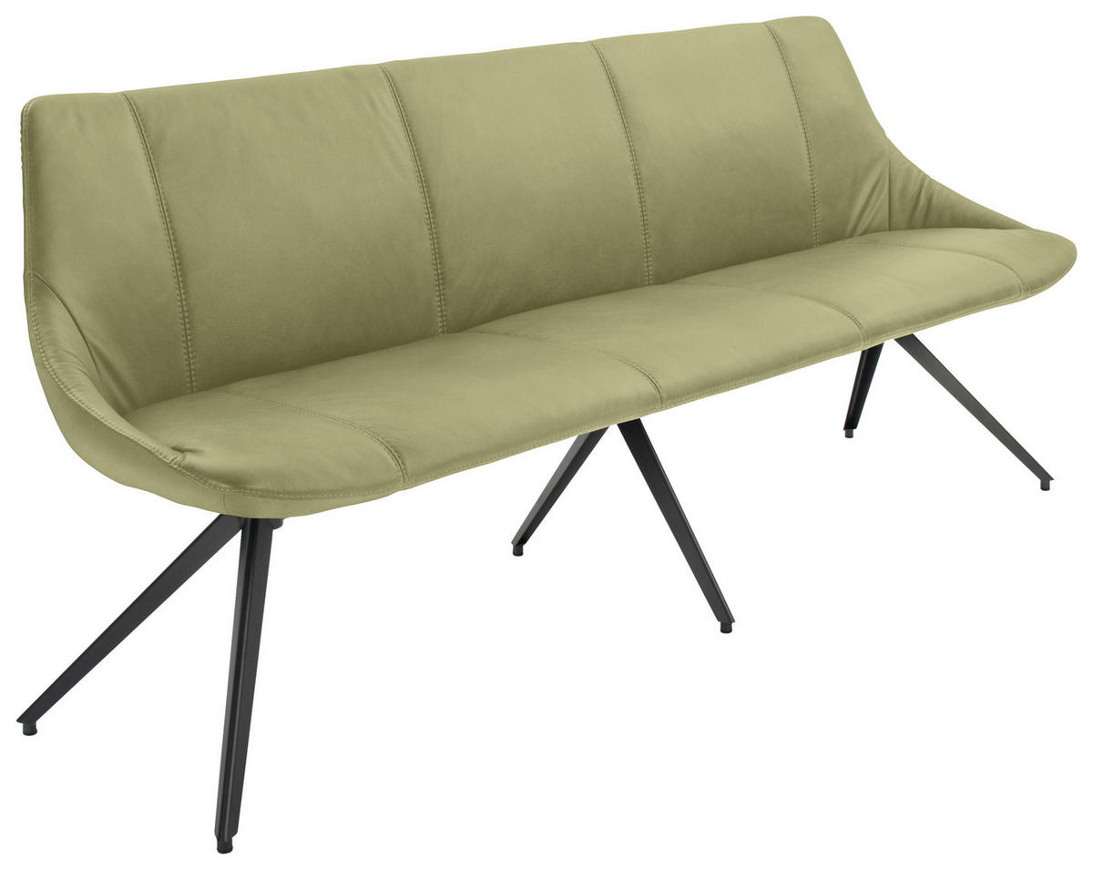 SITZBANK 195/88/62 cm Echtleder Anthrazit, Grün Metall  - Anthrazit/Grün, Design, Leder/Metall (195/88/62cm) - Bert Plantagie