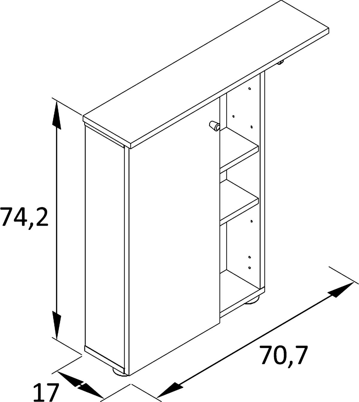 HÄNGESCHRANK 70,7/74,2/17 cm  - Eichefarben/Weiß, MODERN, Holz/Holzwerkstoff (70,7/74,2/17cm) - Stylife