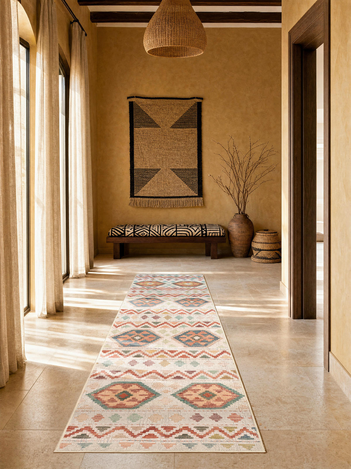 LÄUFER Ondea Ramizh 80/300 cm  in Terracotta, Perlmutt, Graublau  - Graublau/Perlmutt, LIFESTYLE, Kunststoff/Textil (80/300cm) - Lindorug