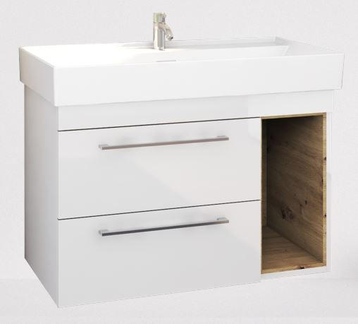 KOMBINOVANI UGRADNI UMIVAONIK  bela  - bela, Moderno, metal/pločasti materijal (80/63/46cm) - Ti'me