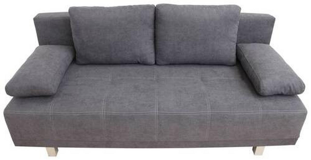 SCHLAFSOFA  mit Schlafen auf Sitzhöhe, Rücken echt Samt Anthrazit  - Chromfarben/Anthrazit, Design, Kunststoff/Textil (194/77/89cm) - MID.YOU