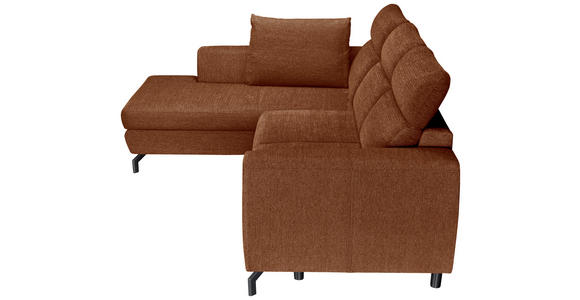 ECKSOFA Cognac Chenille  - Cognac/Schwarz, KONVENTIONELL, Textil/Metall (185/240cm) - Carryhome