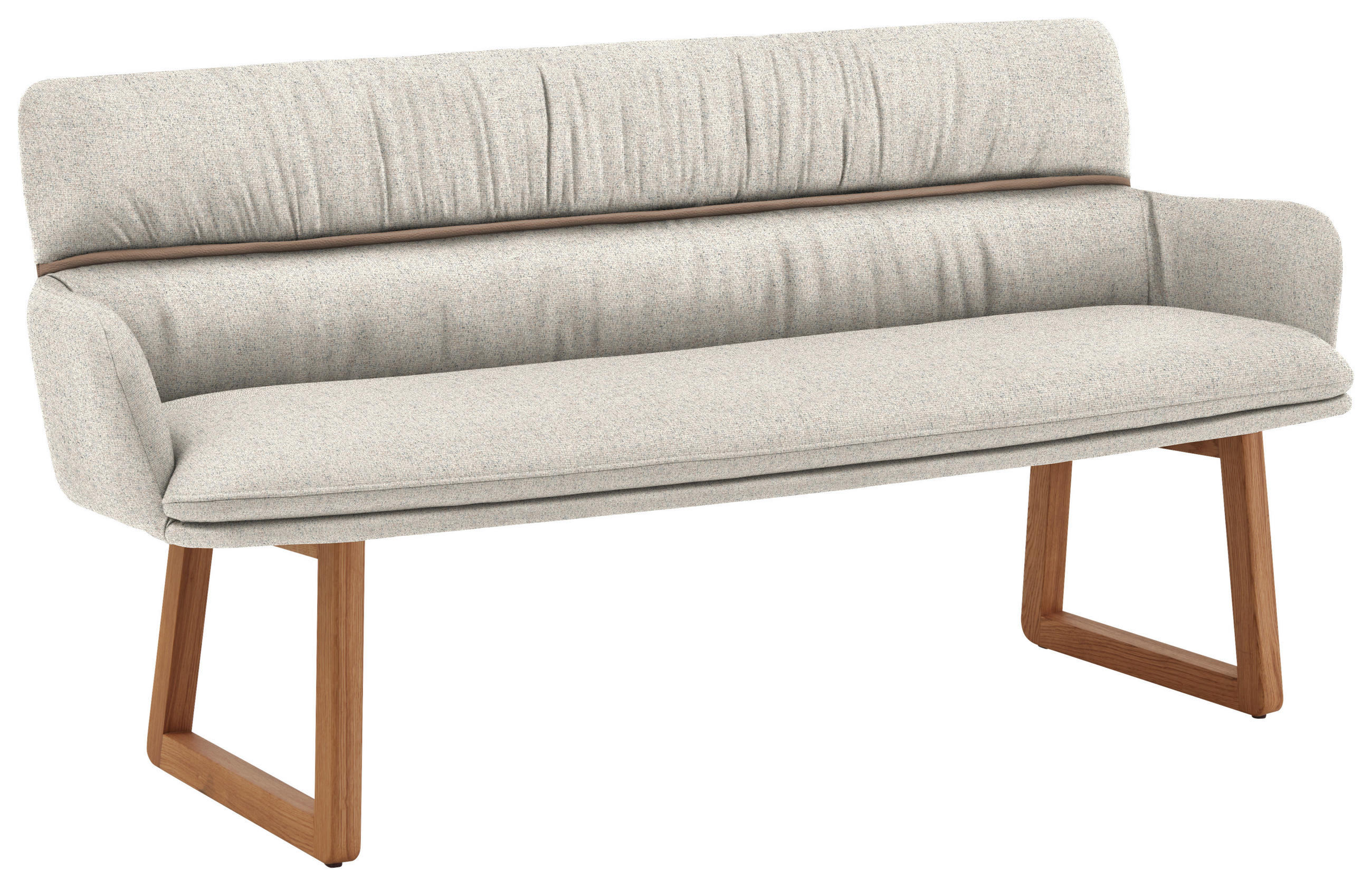 SITZBANK 200/86/68 cm Mikrofaser Grau Wildeiche massiv  - Wildeiche/Grau, Design, Holz/Textil (200/86/68cm) - Valdera