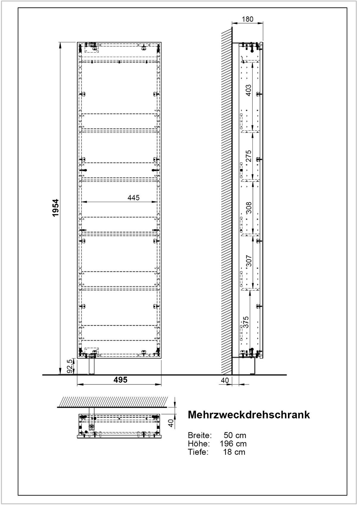 SCHUHSCHRANK GW-1189  in 50/195/18 cm  - Anthrazit, Design, Glas/Holzwerkstoff (50/195/18cm) - Xora