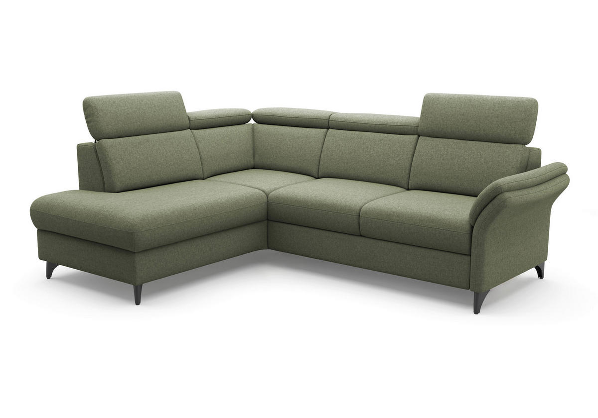 ECKSOFA GLENDALE E Olivgrün Flachgewebe  - Schwarz/Olivgrün, KONVENTIONELL, Textil/Metall (193/247cm) - Sit & More
