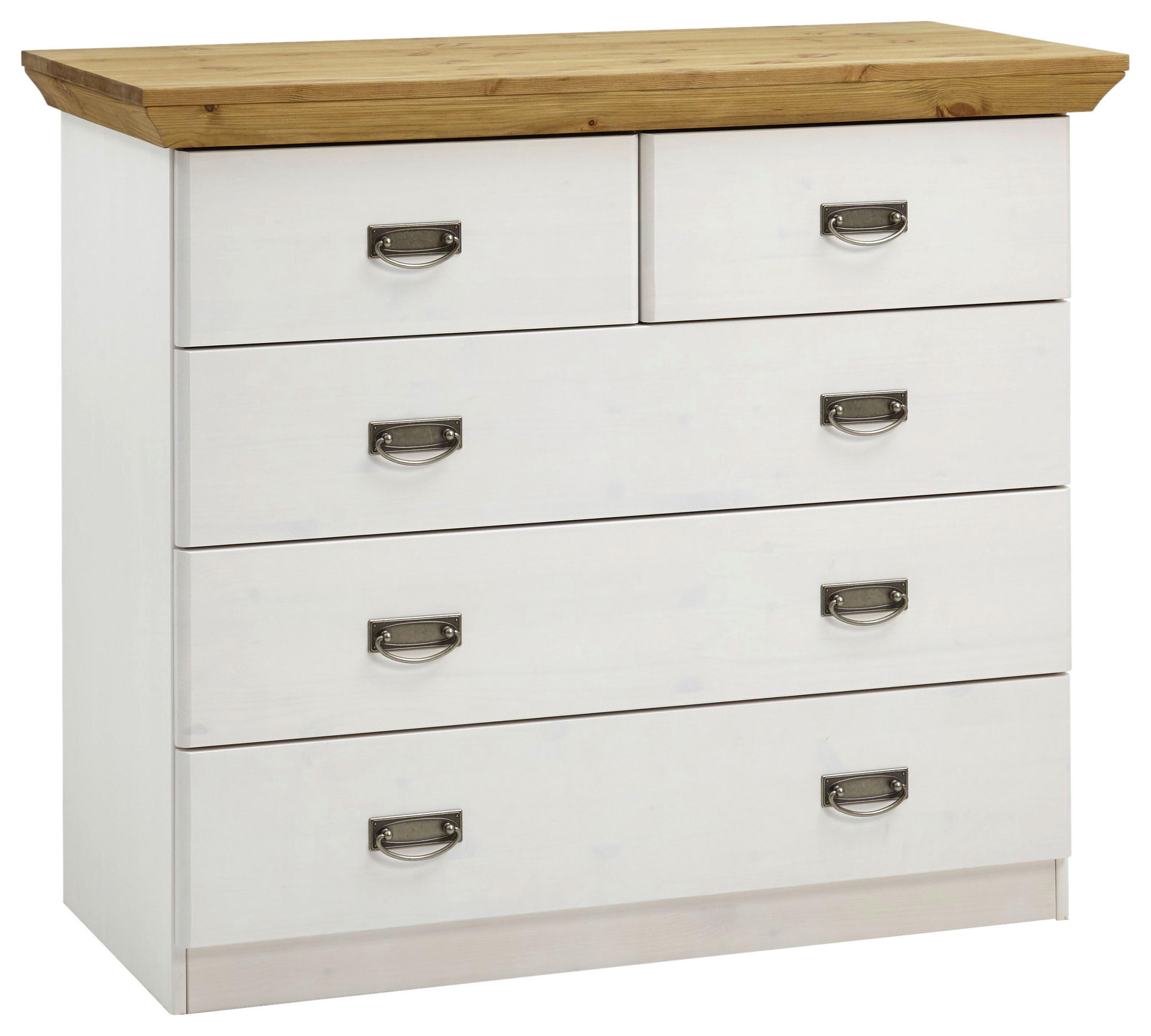 KOMMODE , 105,7/90,3/50 cm, 5 Schublade(n)  - Laugenfarbig/Silberfarben, ROMANTIK / LANDHAUS, Holz/Metall (105,7/90,3/50cm) - Boxxx
