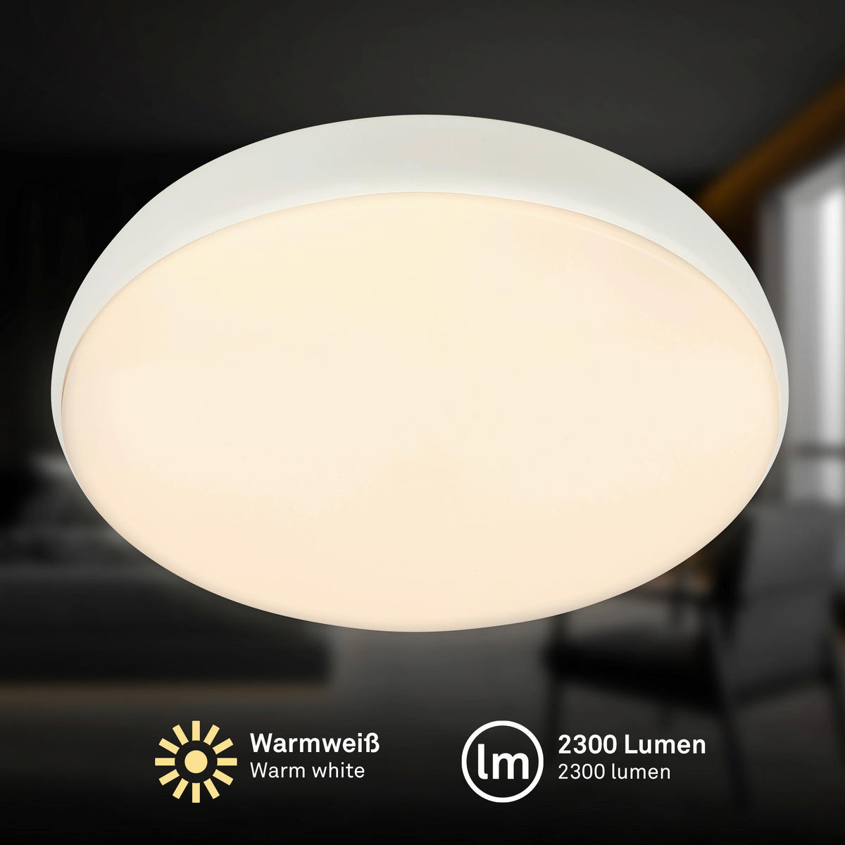 STROPNÉ LED SVIETIDLO, 35/8,5 cm  - biela, Basics, kov/plast (35/8,5cm)
