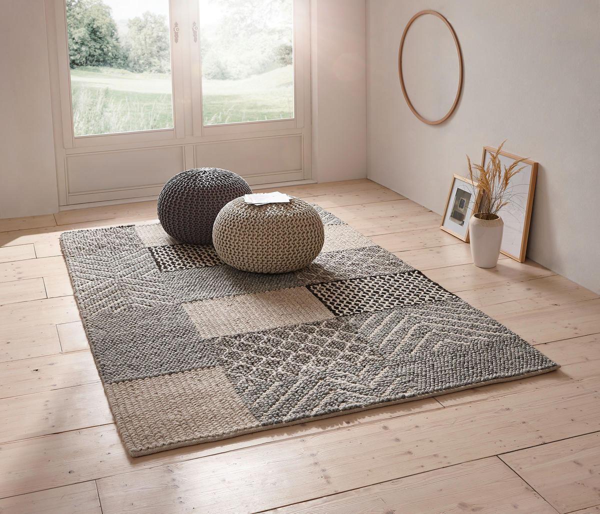 RUČNO TKANI TEPIH  siva     - siva, Prirodno, tekstil (160/230cm) - Linea Natura