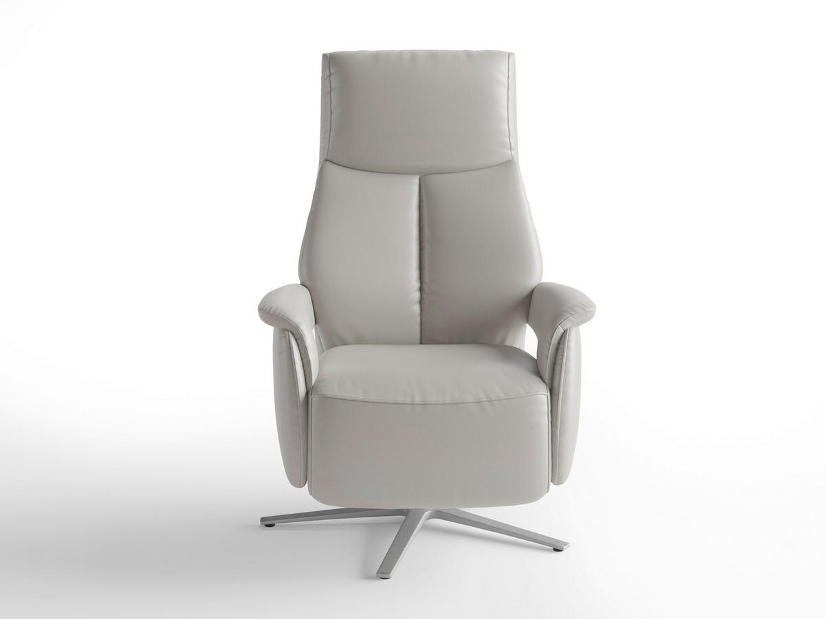 RELAXAČNÍ KŘESLO, kůže, světle šedá - barvy stříbra/světle šedá, Basics, kov/kůže (75/110/85cm) - Sit & More