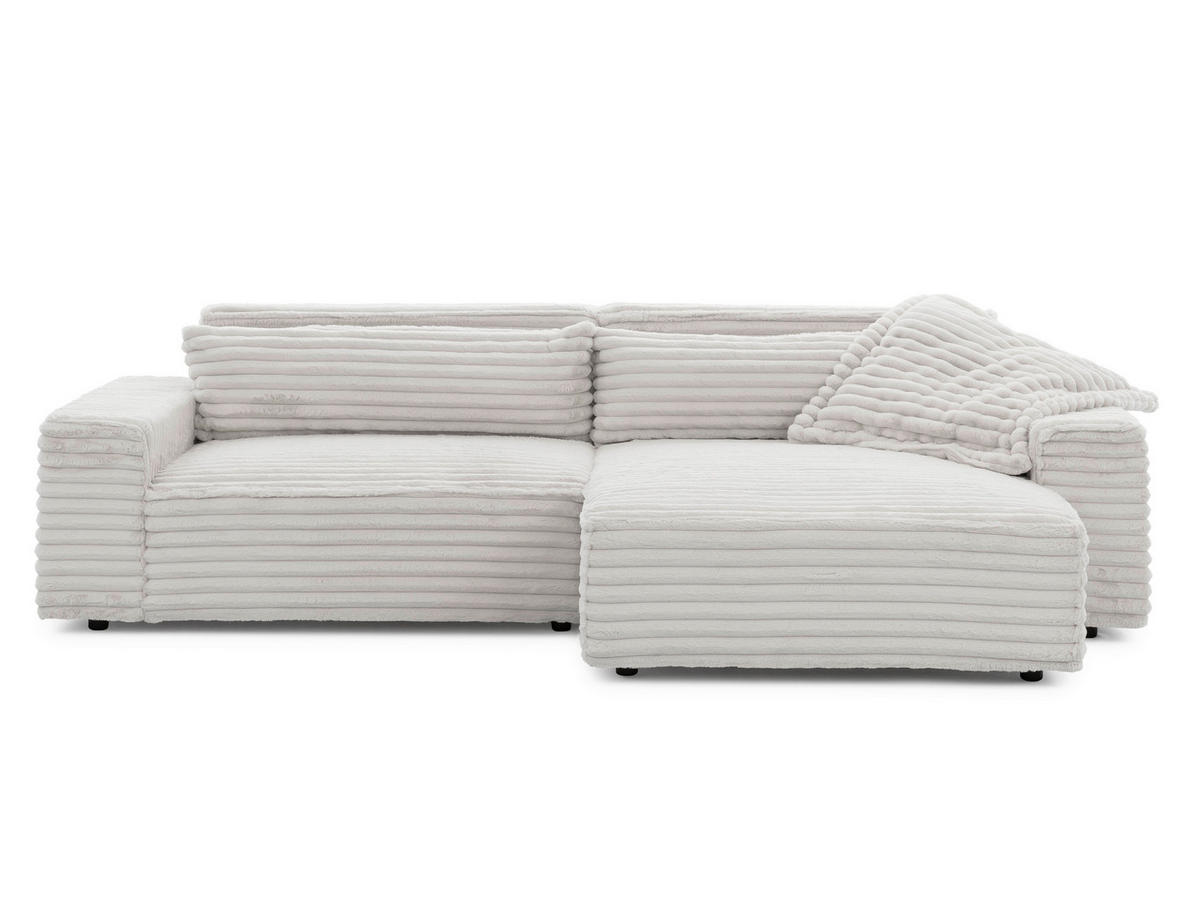 ECKSOFA Cord Hellgrau  - Hellgrau/Schwarz, Design, Kunststoff/Textil (251/142cm) - P & B