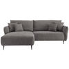 ECKSOFA Grau Cord  - Schwarz/Grau, Design, Textil/Metall (178/264-302cm) - Livetastic