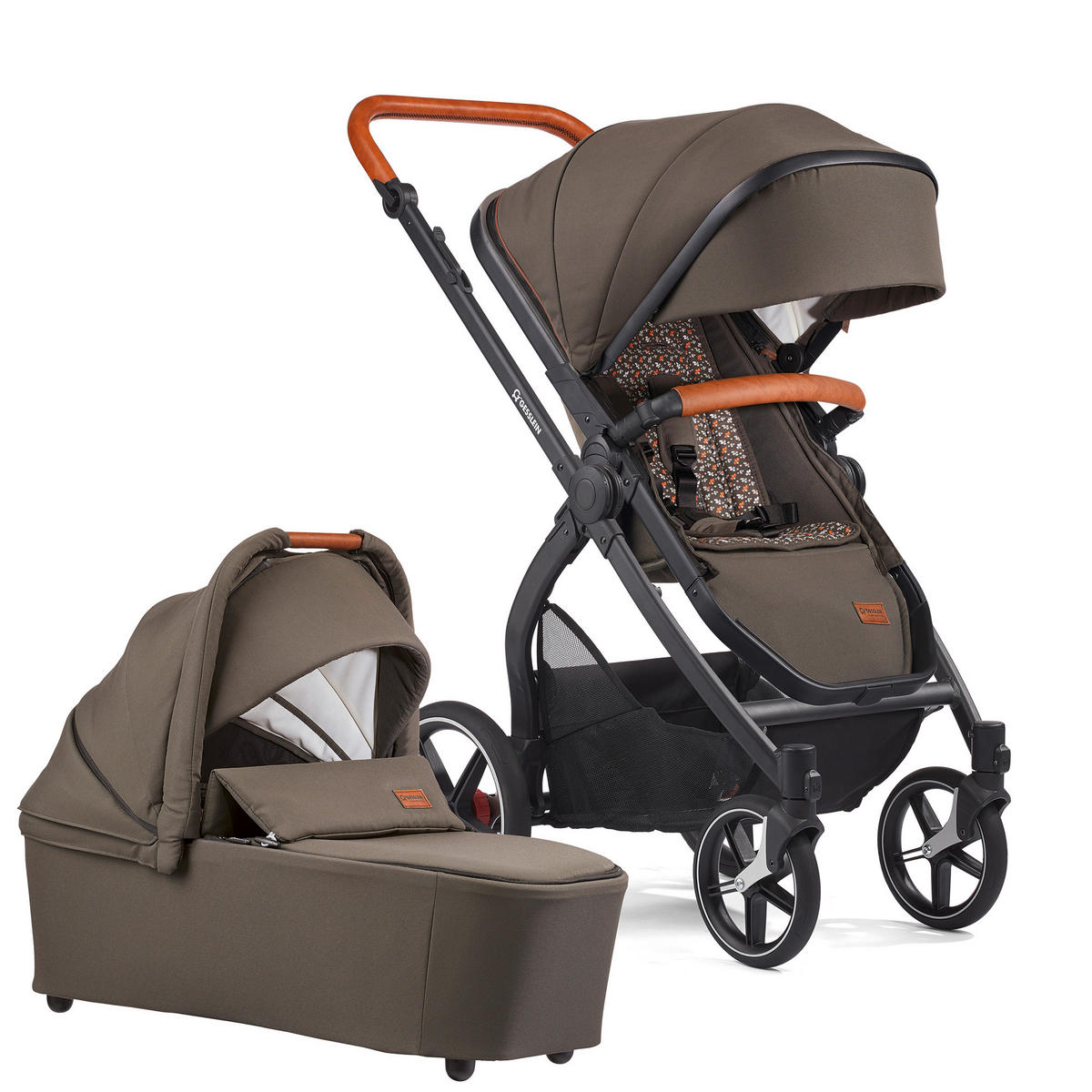KINDERWAGENSET FX4 Life  - Cognac/Schwarz, Basics, Textil/Metall (57/129/100cm) - Gesslein