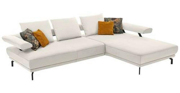 ECKSOFA in Echtleder Creme 305/224 cm - Creme/Schwarz, Design, Leder/Metall (305/224cm) - Dieter Knoll
