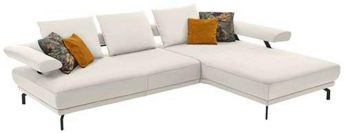 ECKSOFA in Echtleder Creme  305/224 cm  - Creme/Schwarz, Design, Leder/Metall (305/224cm) - Dieter Knoll