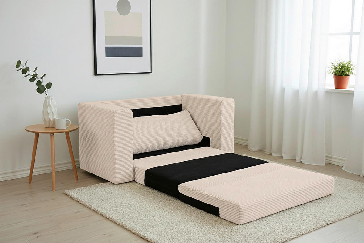 JUGEND- UND KINDERSOFA Cord Beige  - Beige/Schwarz, KONVENTIONELL, Textil (136/78/72cm) - Xora