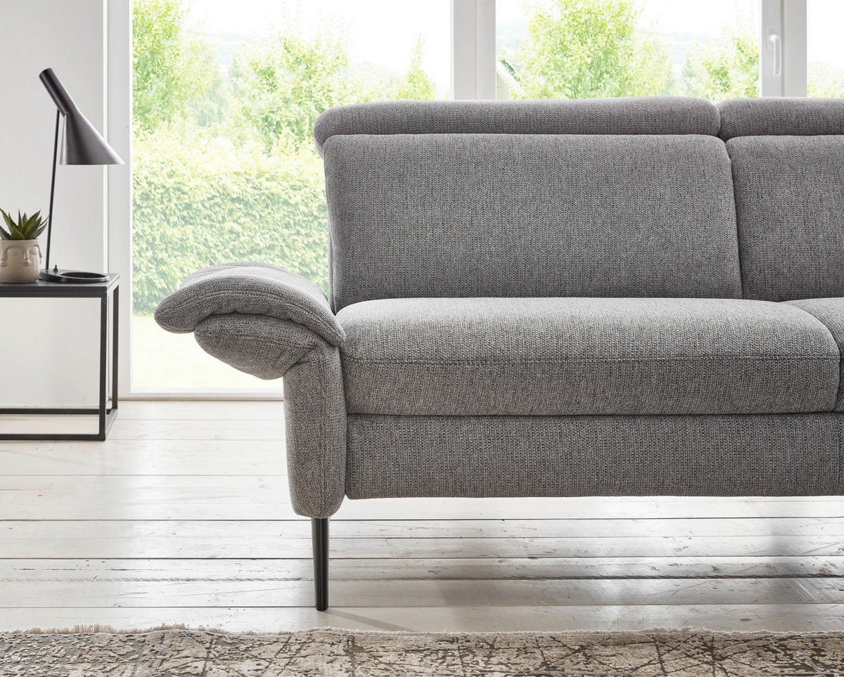 ECKSOFA in Struktur Grau  - Schwarz/Grau, Modern, Textil/Metall (275/235cm) - Cantus