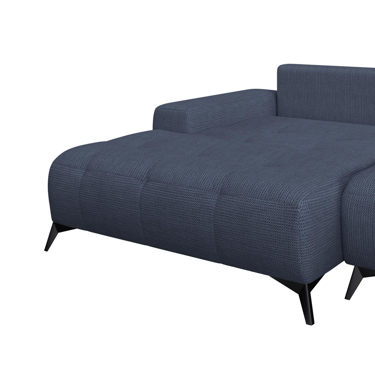 ECKSOFA MAURO Blau Flachgewebe  - Blau/Schwarz, Trend, Textil/Metall (175/290cm) - MID.YOU