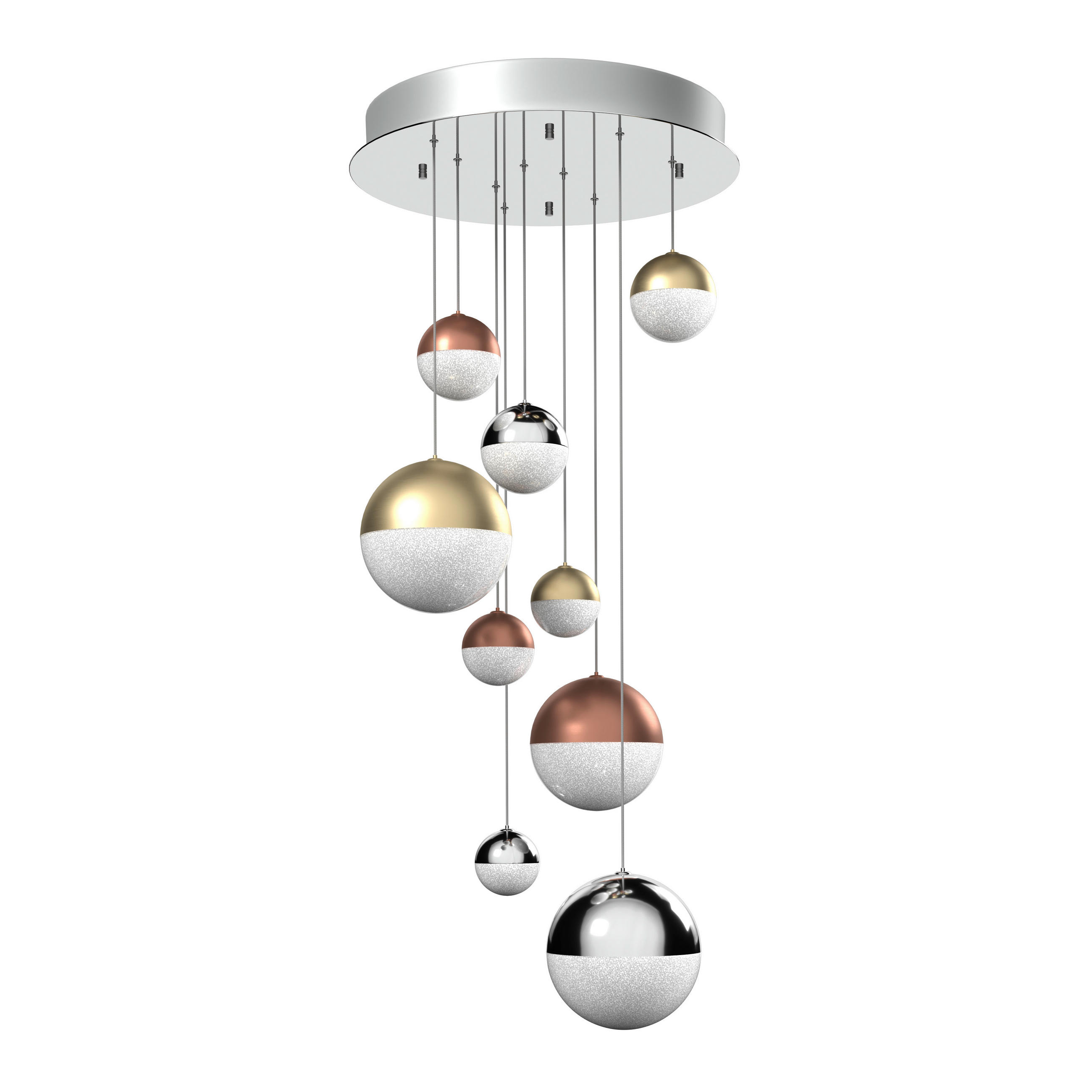 Dieter Knoll Led-Hängeleuchte Stafford Chrom, Messing 150 cm