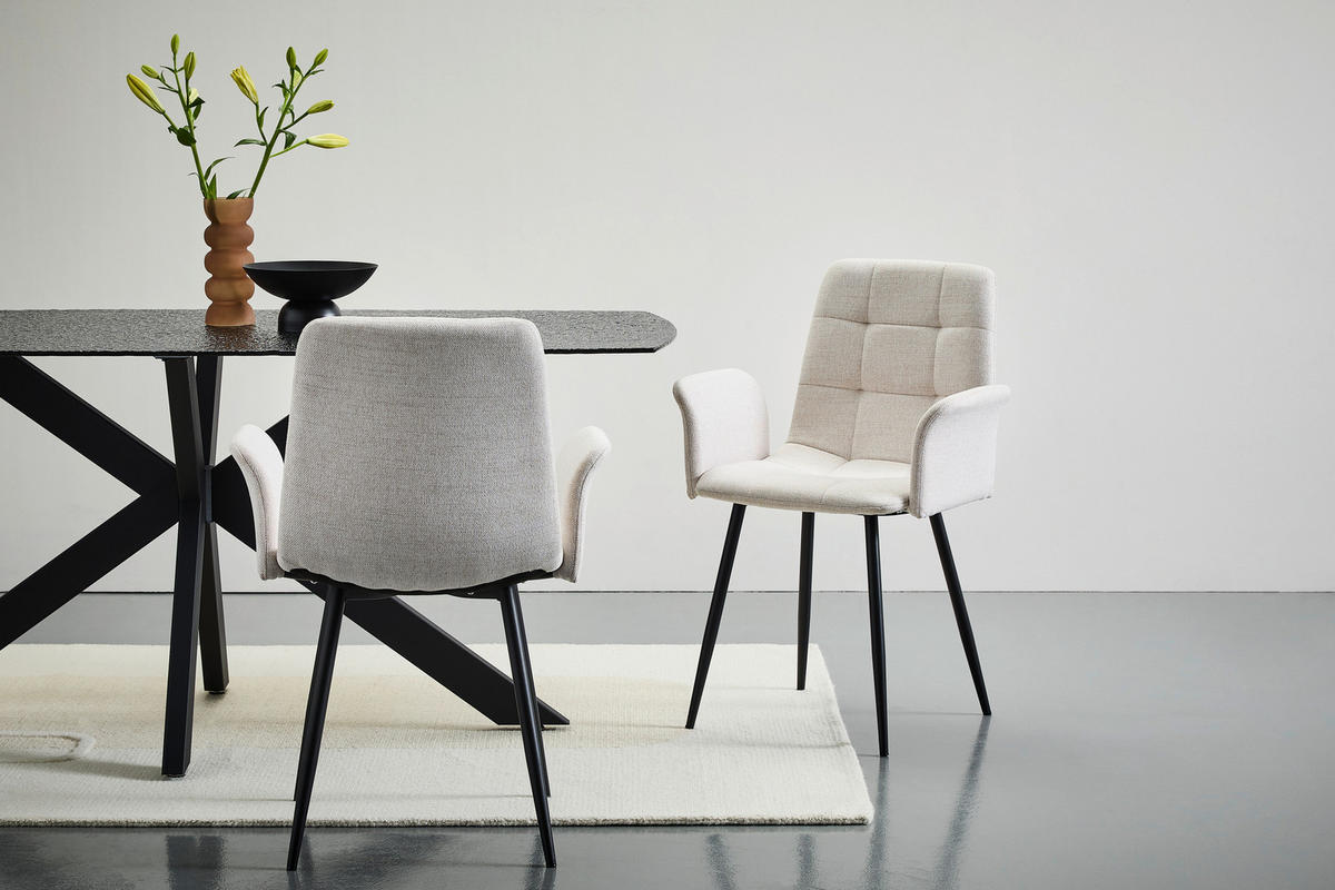 STOL MED ARMSTÖD järn vävt tyg  - beige/svart, Modern, metall/textil (59/87,5/54,5cm) - Stylife