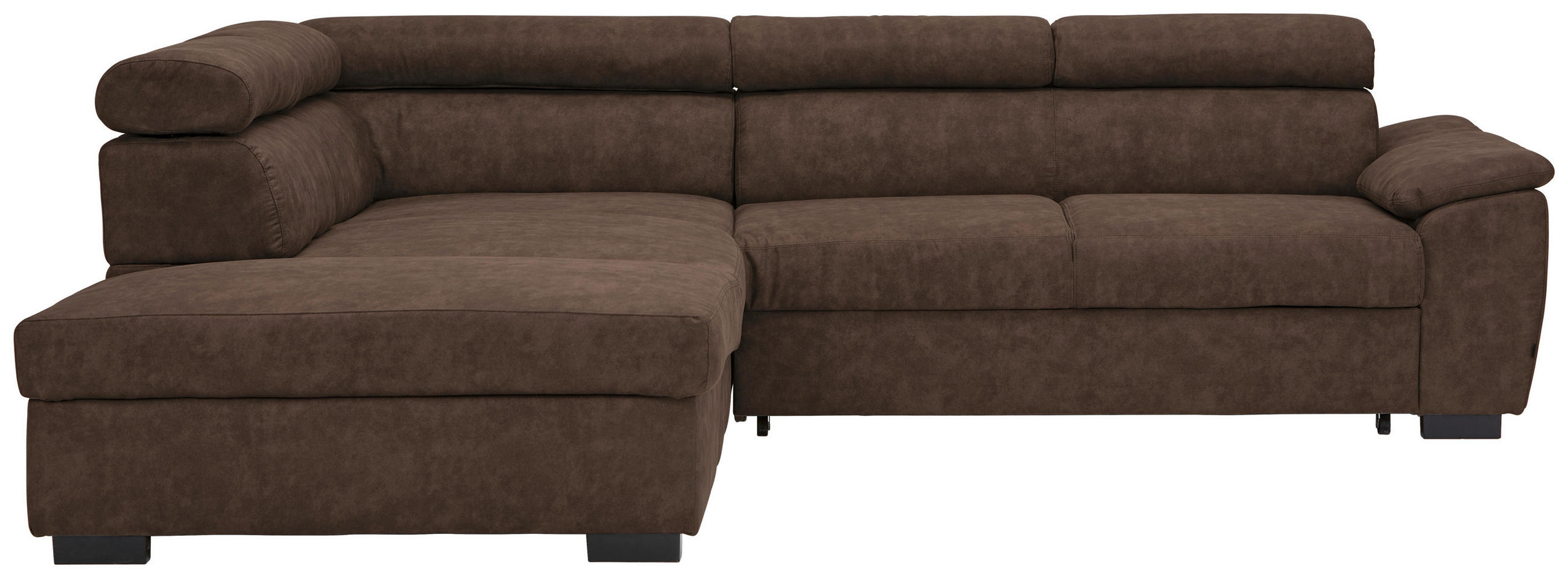 ECKSOFA Dunkelbraun Lederlook  - Dunkelbraun/Schwarz, Design, Kunststoff/Textil (230/263cm) - Hom`in