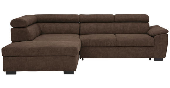 ECKSOFA Dunkelbraun Lederlook  - Dunkelbraun/Schwarz, Design, Kunststoff/Textil (230/263cm) - Hom`in
