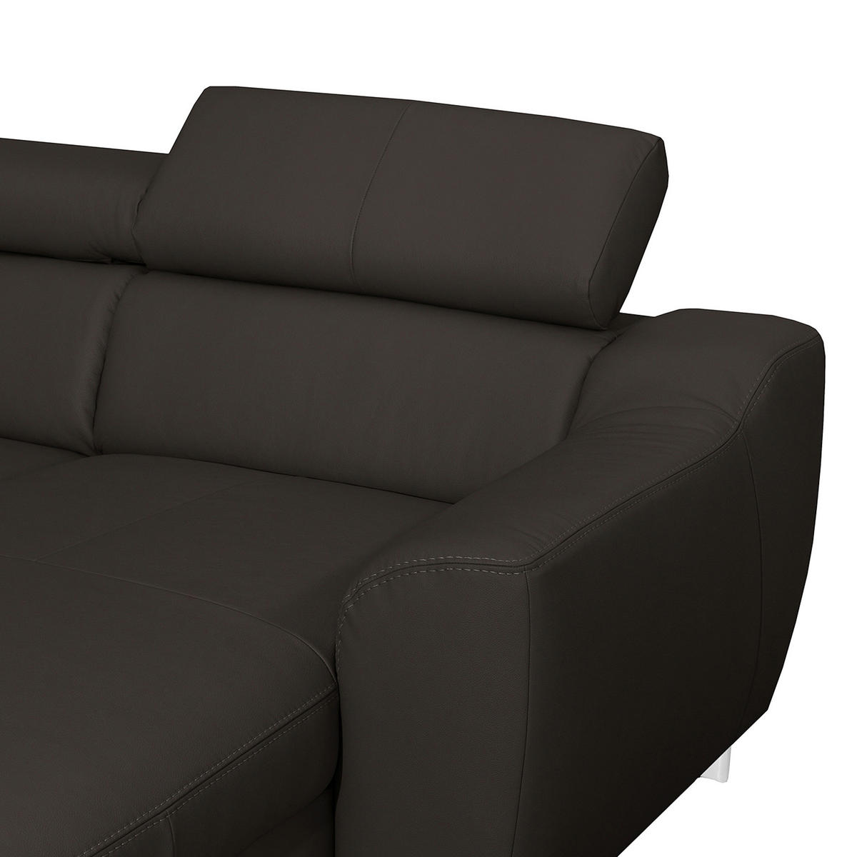 WOHNLANDSCHAFT in Lederlook Echtleder Dunkelbraun  - Chromfarben/Dunkelbraun, Design, Leder/Textil (208/315/175cm) - Livetastic