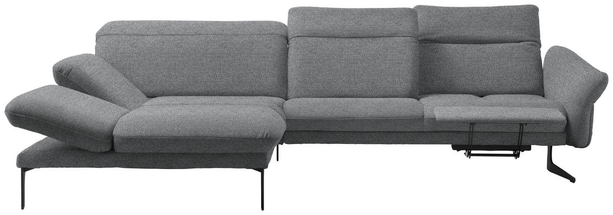 ECKSOFA in Webstoff Hellgrau  - Anthrazit/Hellgrau, Design, Textil/Metall (203/299cm) - Himolla