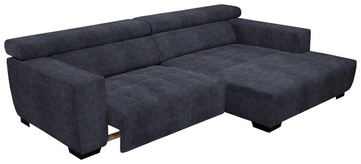 ECKSOFA in Webstoff Dunkelgrau  - Dunkelgrau/Schwarz, Konventionell, Textil/Metall (279/182cm) - Hom`in