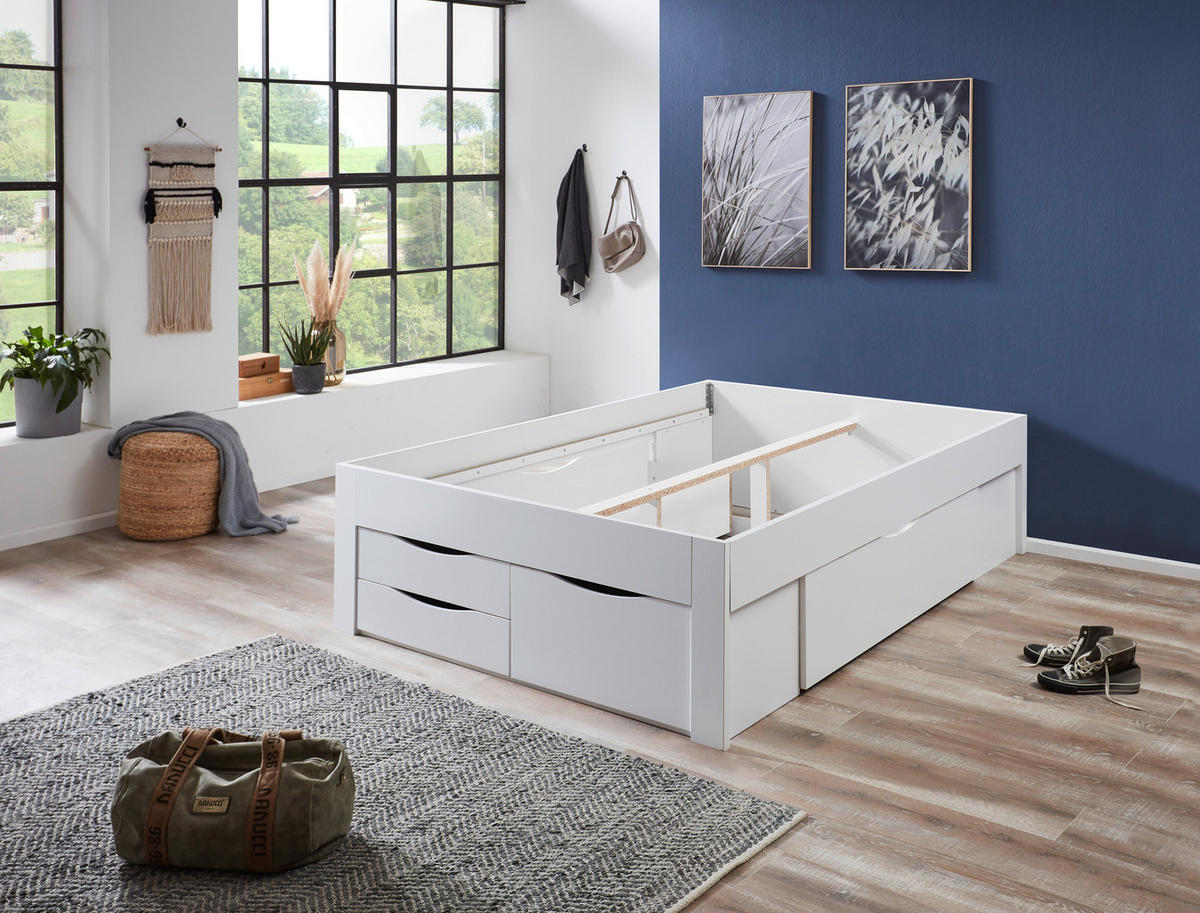 STAURAUMBETT 140/200 cm  in Weiß  - Weiß, KONVENTIONELL, Holzwerkstoff (140/200cm) - Boxxx
