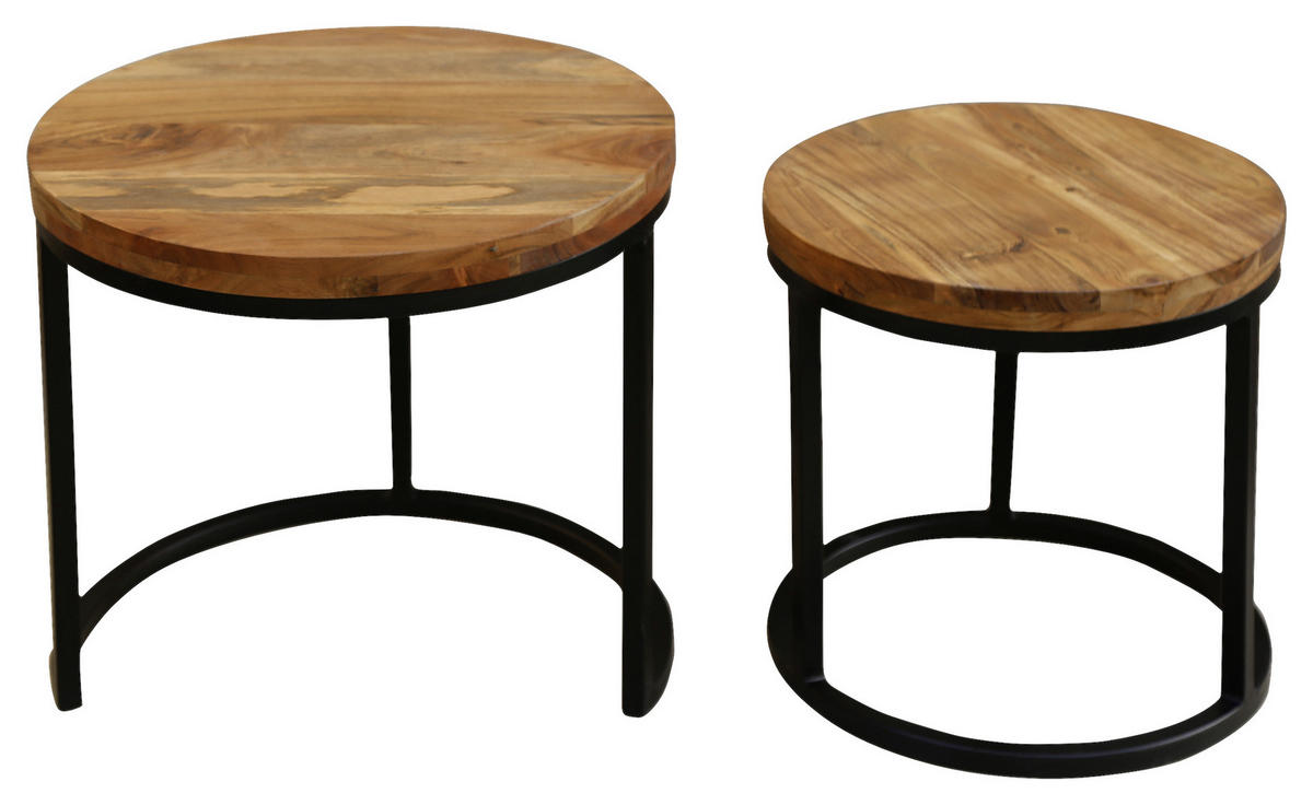 SATZTISCH in Holz, Metall  - Schwarz/Akaziefarben, MODERN, Holz/Metall - MID.YOU