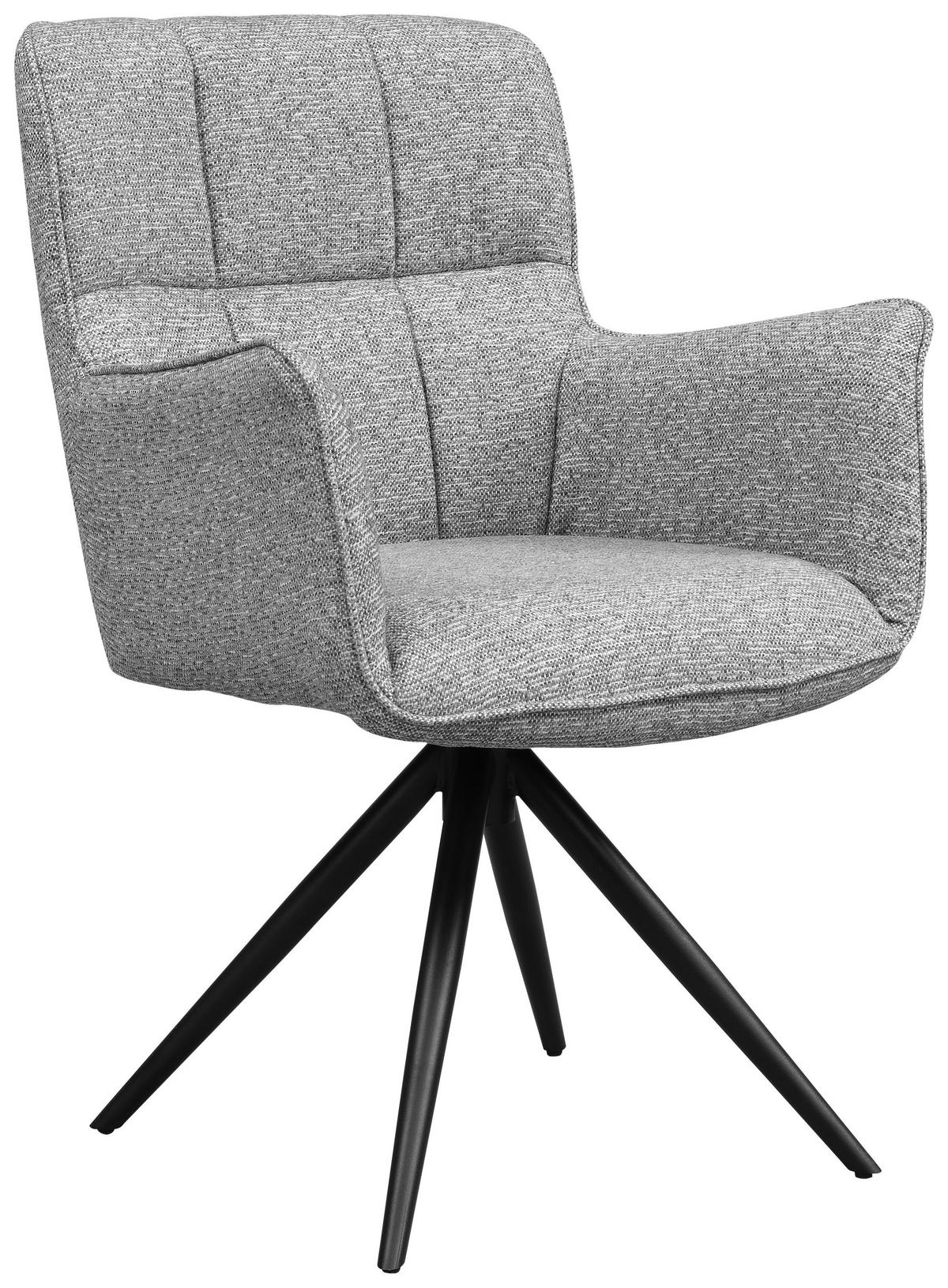 STOL MED ARMSTÖD järn vävt tyg  - ljusgrå/svart, Design, metall/textil (61/89/63.5cm) - Carryhome