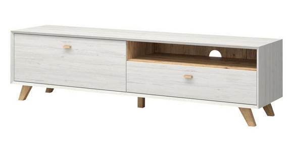 LOWBOARD melaminharzbeschichtet Weiß - Eichefarben/Weiß, Design, Holz (187/50/45cm) - Linea Natura