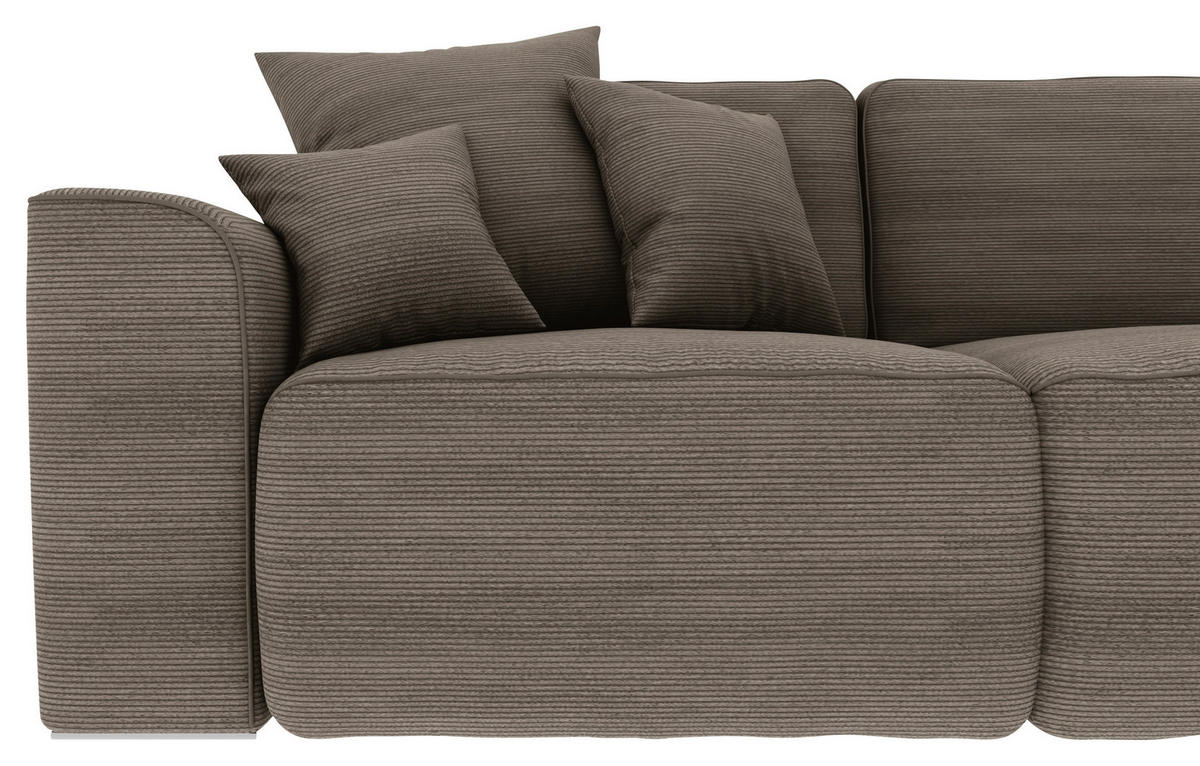 ECKSOFA in Cord Taupe  - Taupe/Chromfarben, Konventionell, Kunststoff/Textil (293/195cm) - MID.YOU