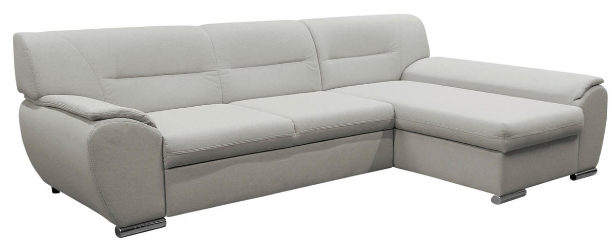 ECKSOFA Beige Flachgewebe  - Beige/Silberfarben, Design, Kunststoff/Textil (281/167cm) - MID.YOU