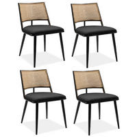 STUHL-SET 4 Stück  in Eisen Webstoff  - Schwarz, Basics, Holz/Textil (47/79/55cm) - MID.YOU