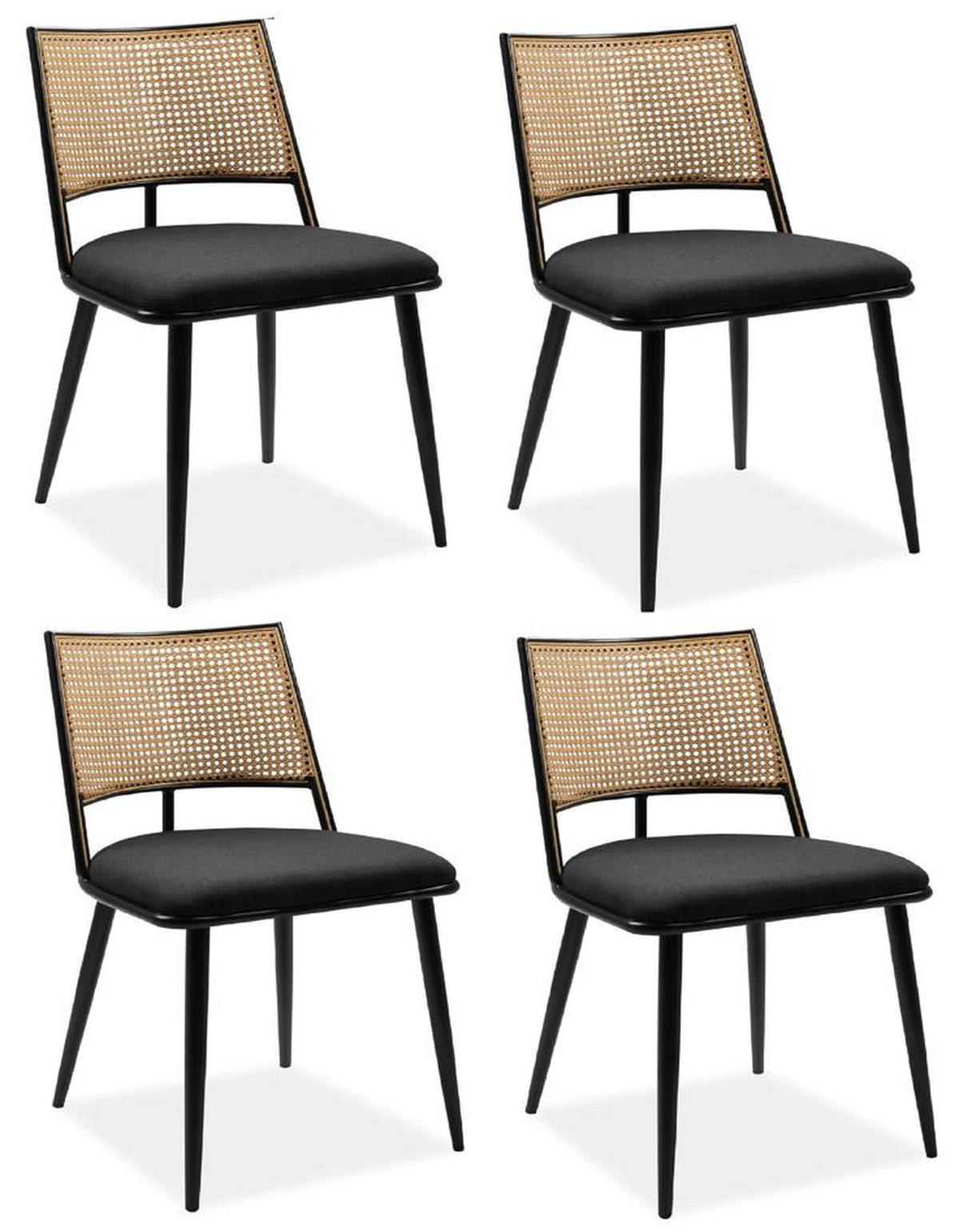 STUHL-SET 4 Stück  in Eisen Webstoff  - Schwarz, Basics, Holz/Textil (47/79/55cm) - MID.YOU