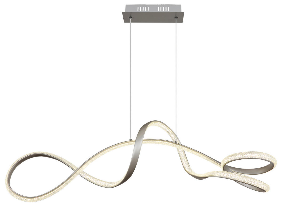 LED-HÄNGELEUCHTE SWIRL 108/33/120 cm  - Klar/Nickelfarben, Design, Kunststoff/Metall (108/33/120cm) - Globo