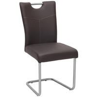 SCHWINGSTUHL  in Edelstahl Echtleder pigmentiert  - Edelstahlfarben/Dunkelbraun, Design, Leder/Metall (44/99/57cm) - Valdera