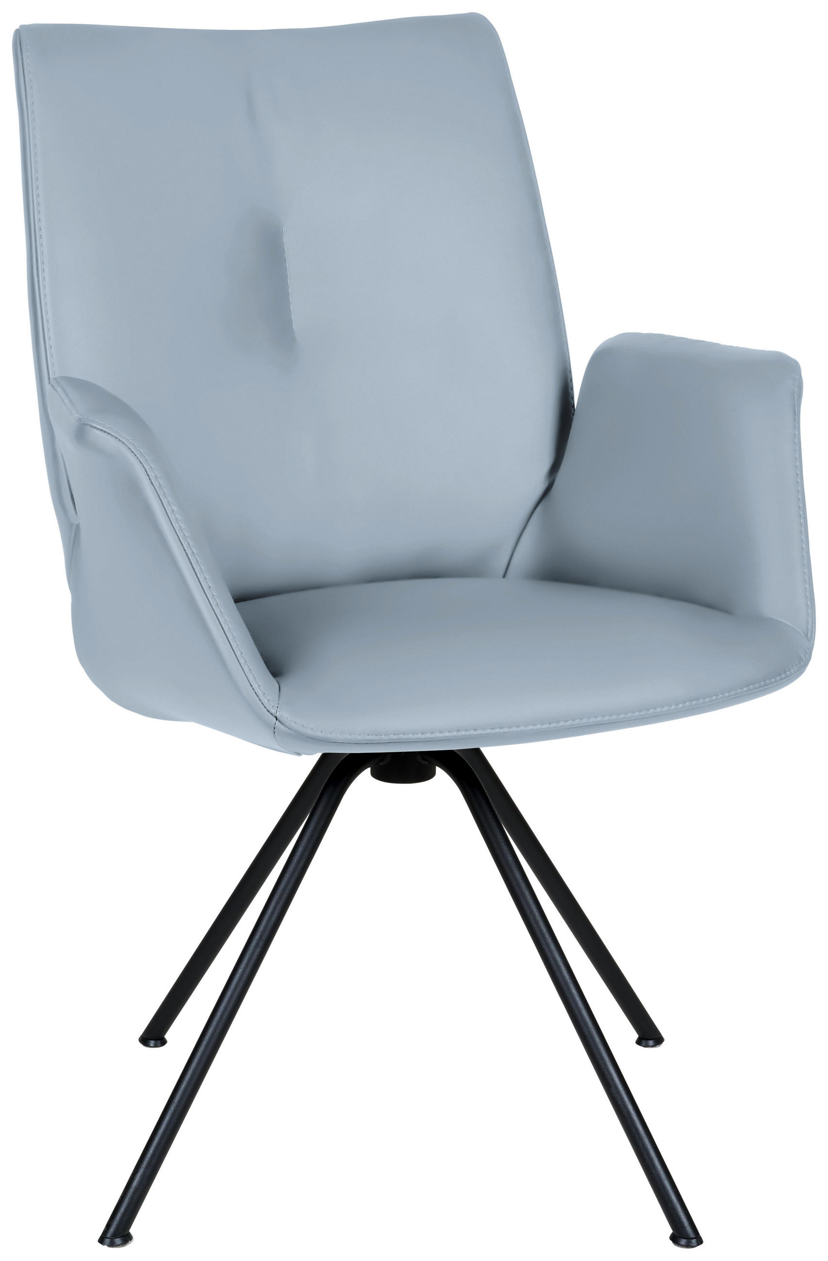 ARMLEHNSTUHL  in Stahl Echtleder pigmentiert  - Schwarz/Grau, Design, Leder/Metall (65/91/63cm) - Dieter Knoll