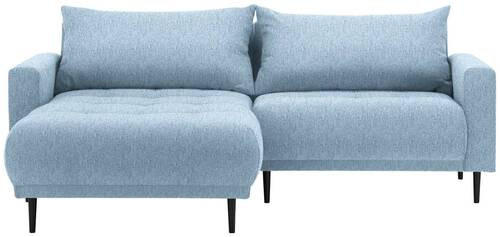ECKSOFA in Flachgewebe Hellblau  - Schwarz/Hellblau, Design, Holz/Textil (160/215cm) - Stylife